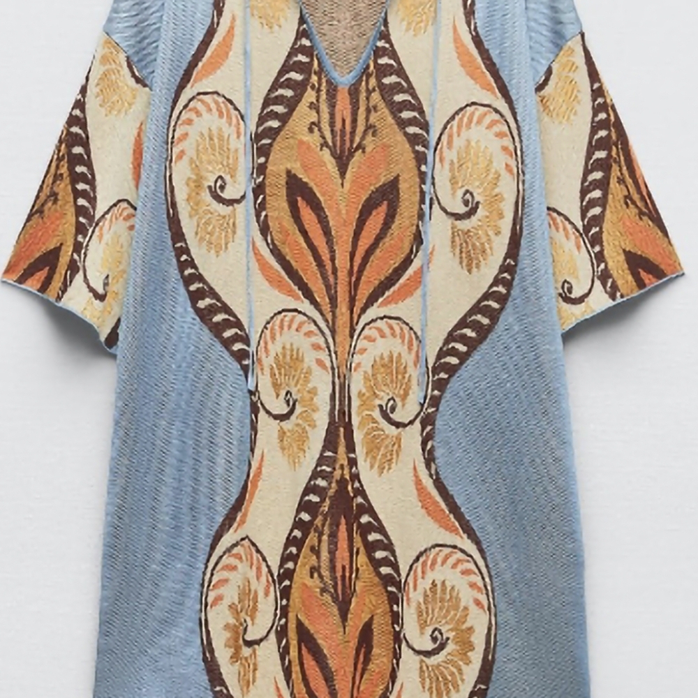Zara Multicolor Patterned Midi Dress NWT